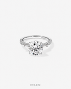 4.59 Carat TW Round Brilliant &amp; Baguette Lab-Grown Diamond Engagement Ring in 18K White Gold