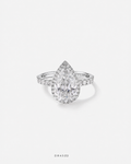 3.60 Carat TW Pear Cut Lab-Grown Diamond Halo Engagement Ring in 18K White Gold