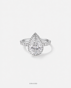 3.60 Carat TW Pear Cut Lab-Grown Diamond Halo Engagement Ring in 18K White Gold