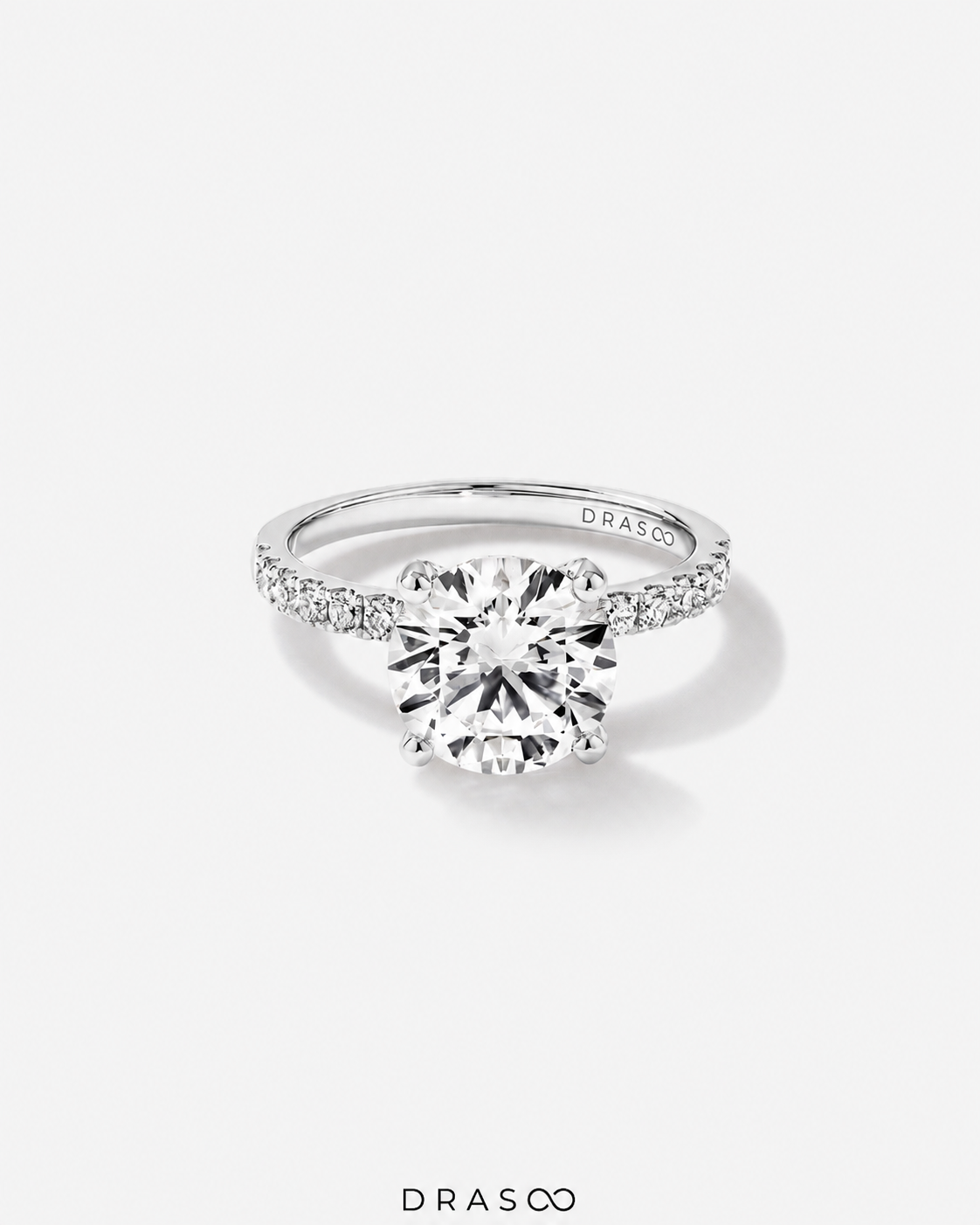 3.50 Carat TW Round Brilliant Lab-Grown Diamond Engagement Ring in 18K White Gold