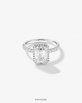 3.60 Carat TW Emerald Cut Lab-Grown Diamond Halo Engagement Ring in 18K White Gold