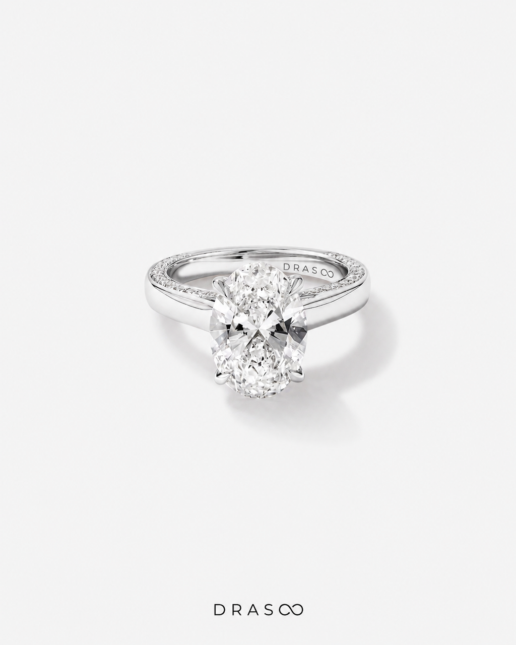 4.47 Carat TW Oval Cut Lab-Grown Diamond Engagement Ring in 18K White Gold