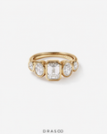 2.90 Carat TW Bezel Set 5 Stone Lab-Grown Diamond Engagement Ring in 14K Yellow Gold