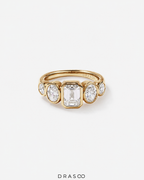 2.90 Carat TW Bezel Set 5 Stone Lab-Grown Diamond Engagement Ring in 14K Yellow Gold