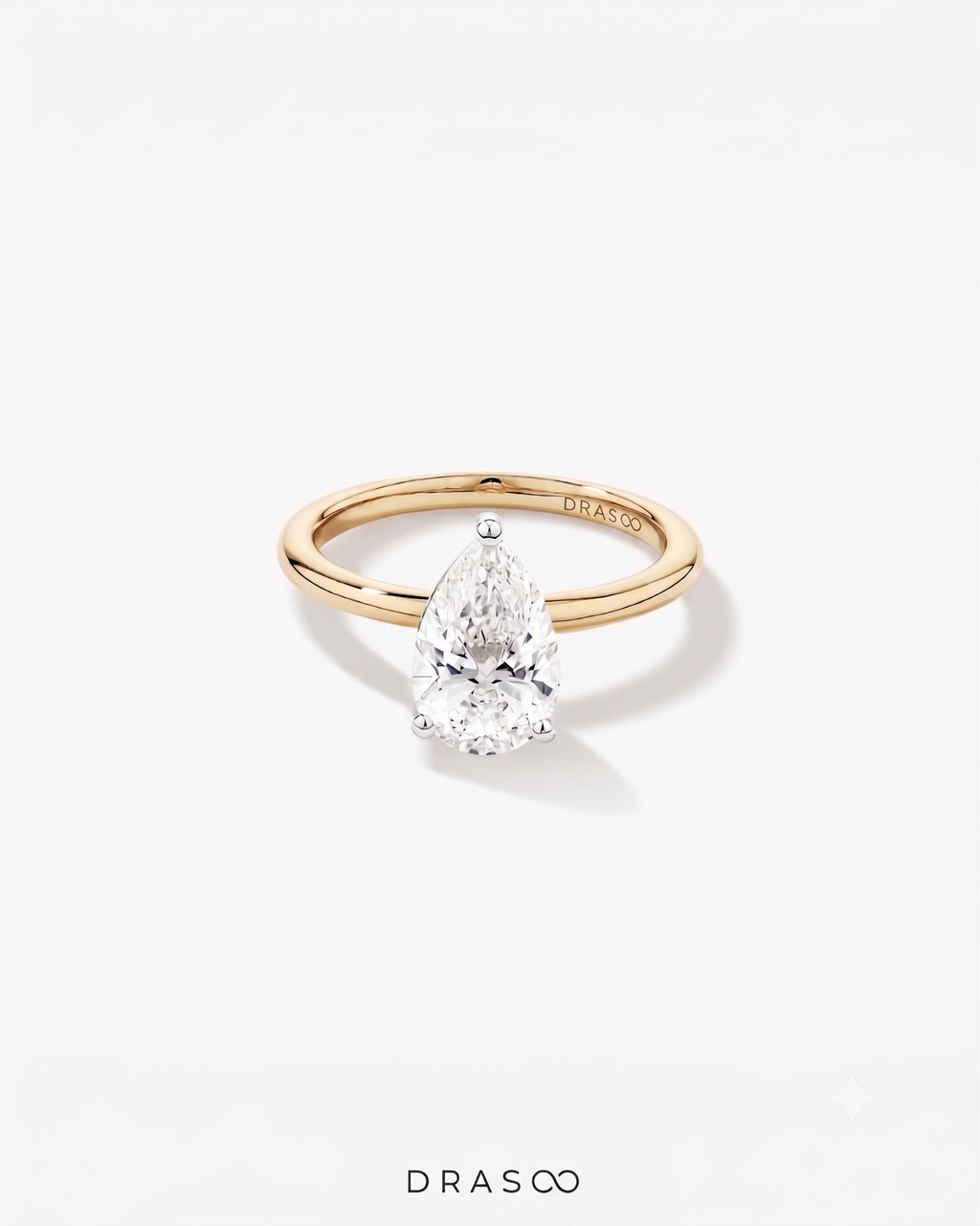 2.00 Carat TW Pear Cut Lab-Grown Diamond Solitaire Engagement Ring in 14K Yellow &amp; White Gold