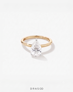 2.00 Carat TW Pear Cut Lab-Grown Diamond Solitaire Engagement Ring in 14K Yellow &amp; White Gold