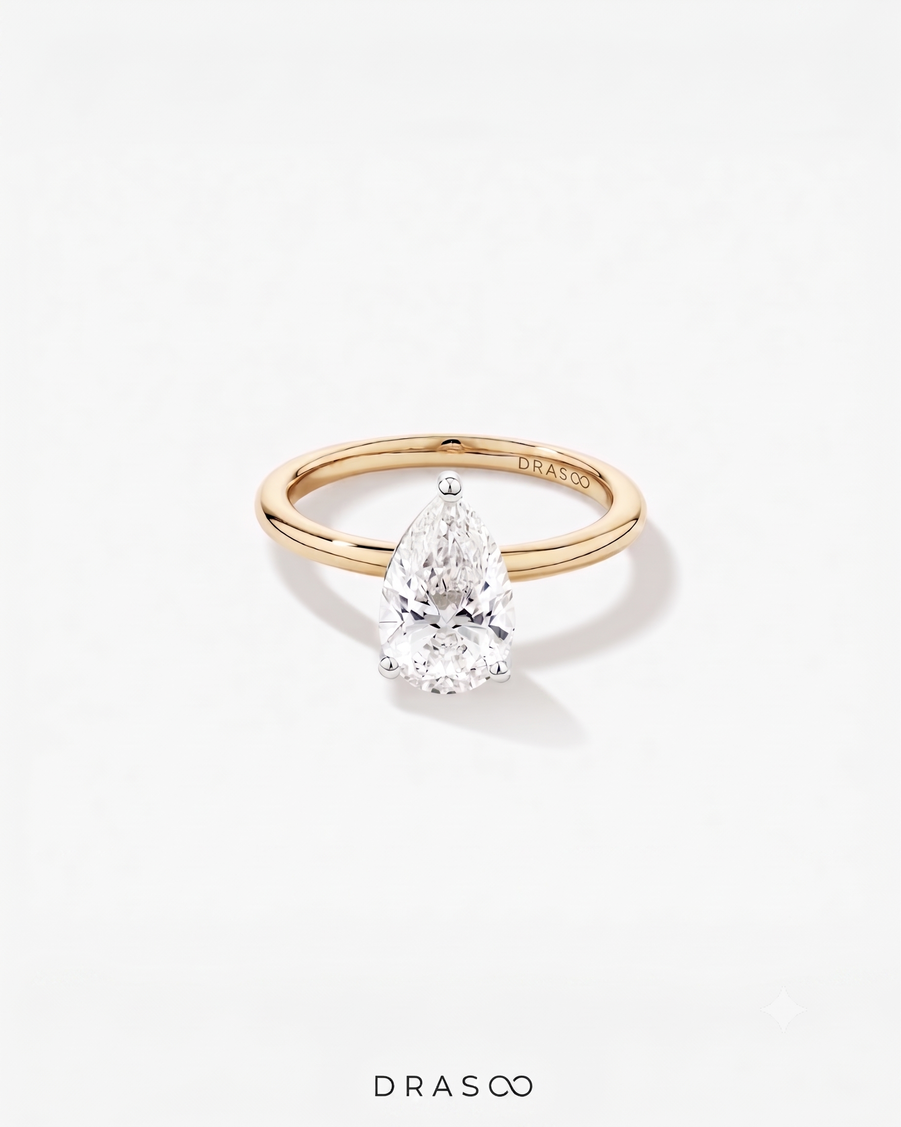 2.00 Carat TW Pear Cut Lab-Grown Diamond Solitaire Engagement Ring in 14K Yellow &amp; White Gold