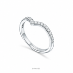 V Ring in Platinum with Diamonds