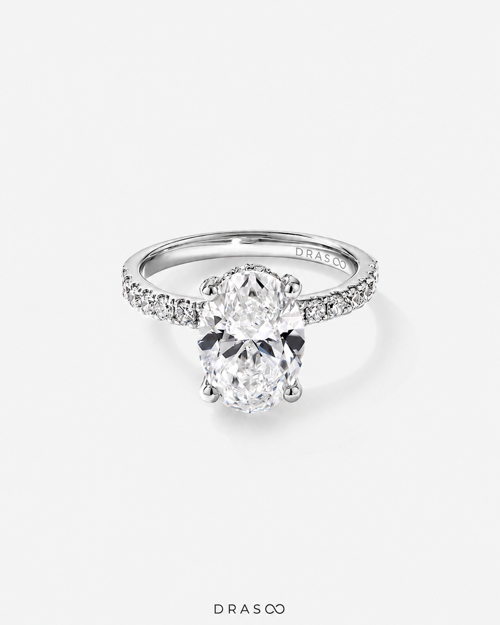 3.50 Carat TW Oval Cut Lab-Grown Diamond Engagement Ring in 18K White Gold