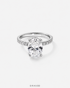 3.50 Carat TW Oval Cut Lab-Grown Diamond Engagement Ring in 18K White Gold