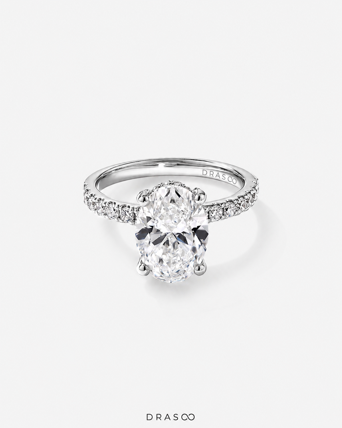 3.50 Carat TW Oval Cut Lab-Grown Diamond Engagement Ring in 18K White Gold