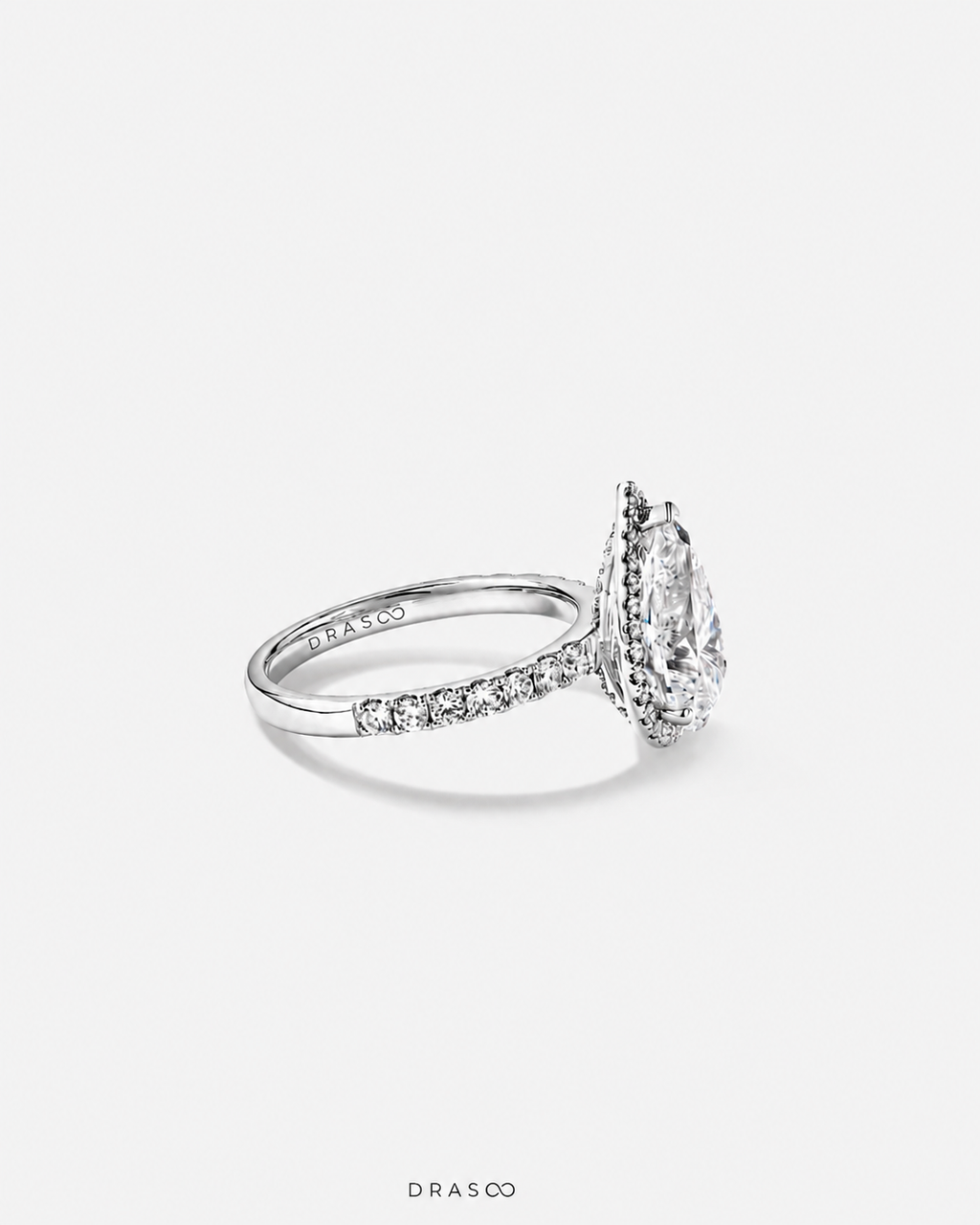 3.60 Carat TW Pear Cut Lab-Grown Diamond Halo Engagement Ring in 18K White Gold