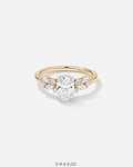1.40 Carat TW Oval Cut Lab-Grown Diamond Side Stone Engagement Ring in 14K Yellow &amp; White Gold