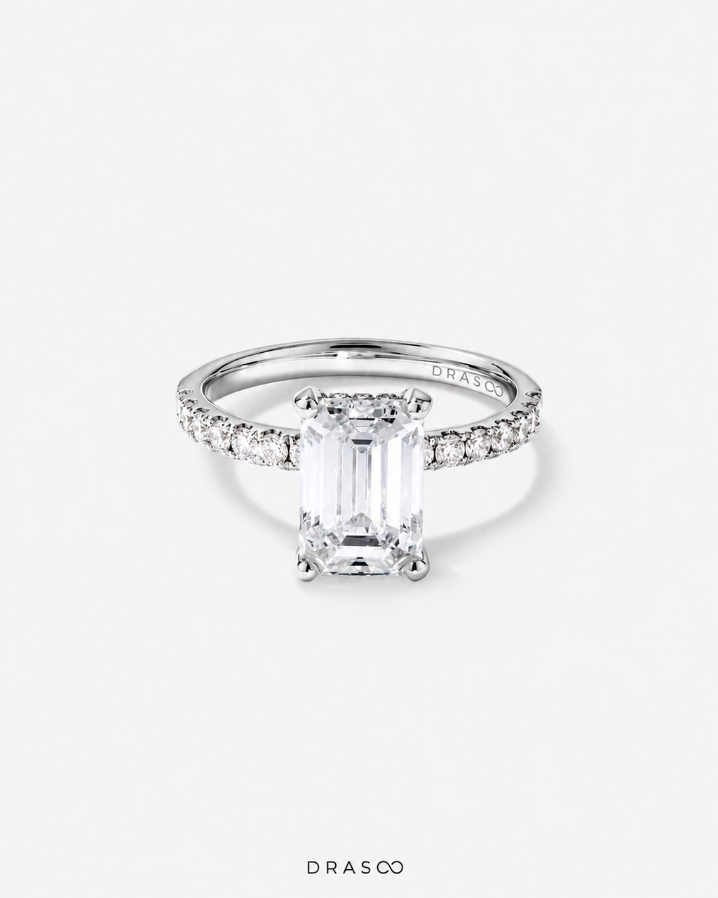 3.50 Carat TW Emerald Cut Lab-Grown Diamond Engagement Ring in 18K White Gold