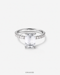3.50 Carat TW Emerald Cut Lab-Grown Diamond Engagement Ring in 18K White Gold