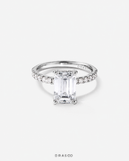 3.50 Carat TW Emerald Cut Lab-Grown Diamond Engagement Ring in 18K White Gold