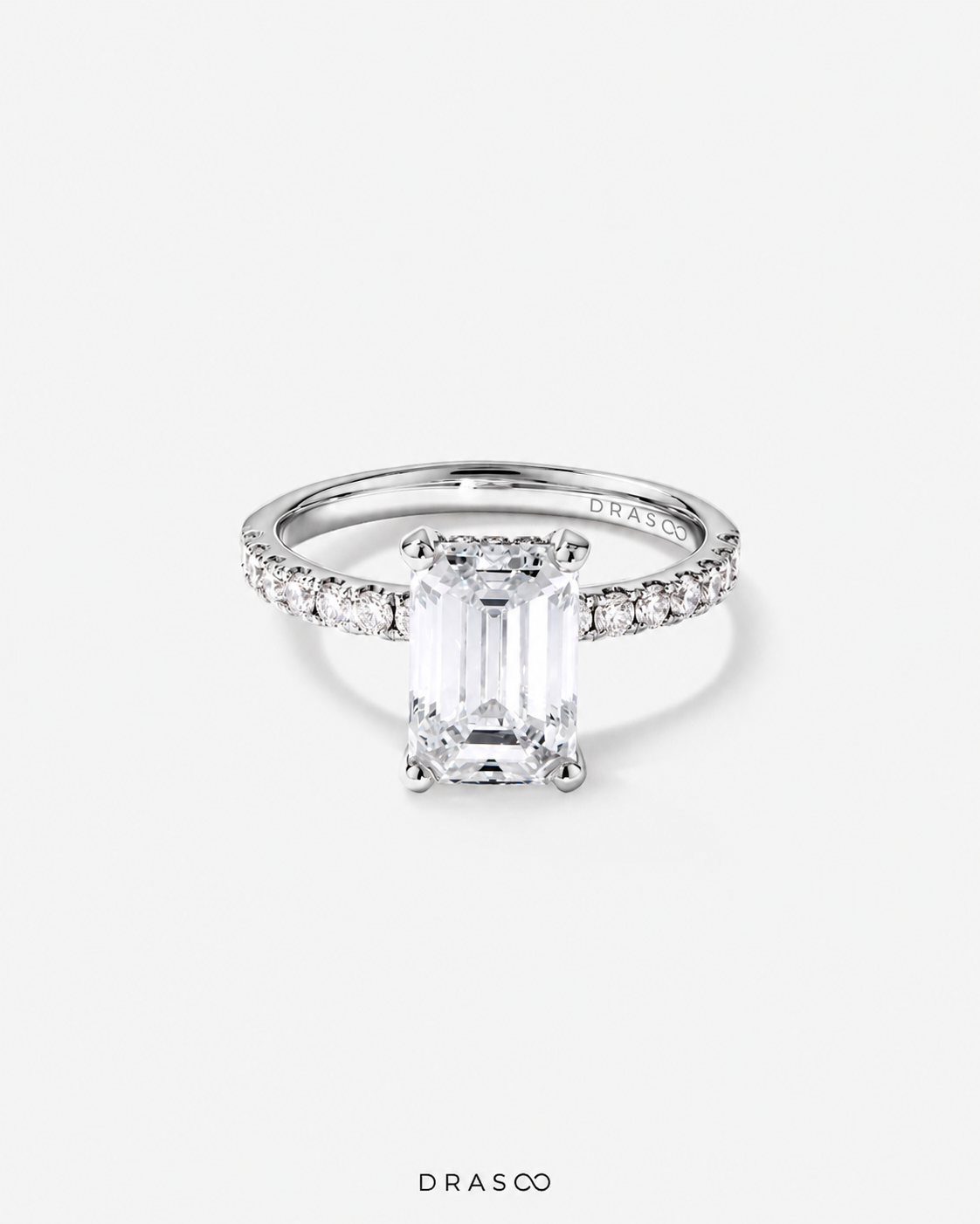 3.50 Carat TW Emerald Cut Lab-Grown Diamond Engagement Ring in 18K White Gold