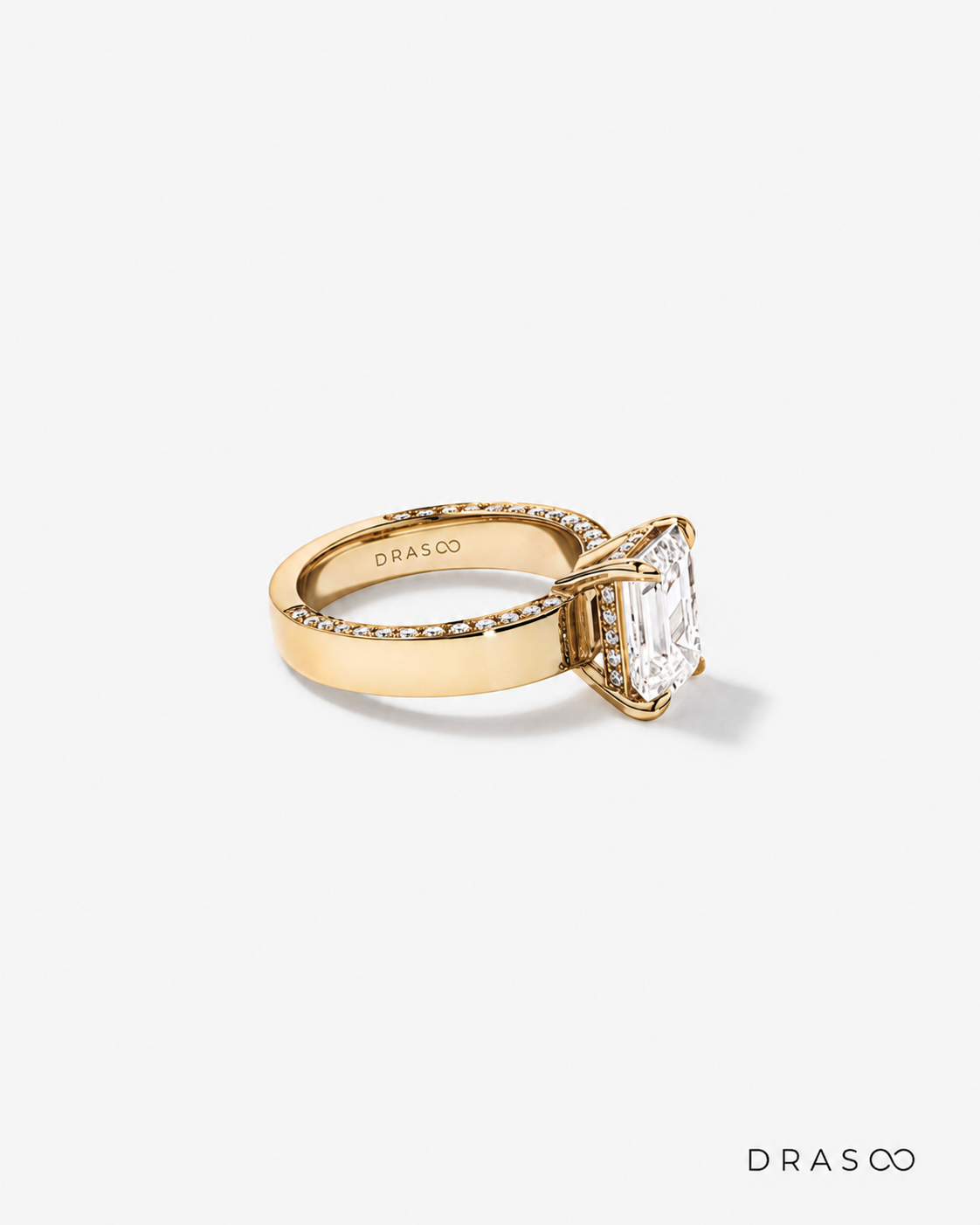 4.56 Carat TW Emerald Cut Lab-Grown Diamond Engagement Ring in 18K Yellow Gold