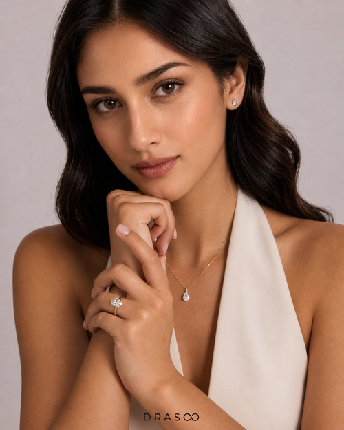 3.10 Carat TW Oval Cut Lab-Grown Diamond Ring in 10K Yellow Gold