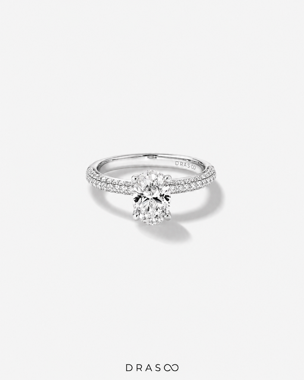 1.95 Carat TW Oval Cut Lab-Grown Diamond Side Accent Engagement Ring in 14K Rose Gold