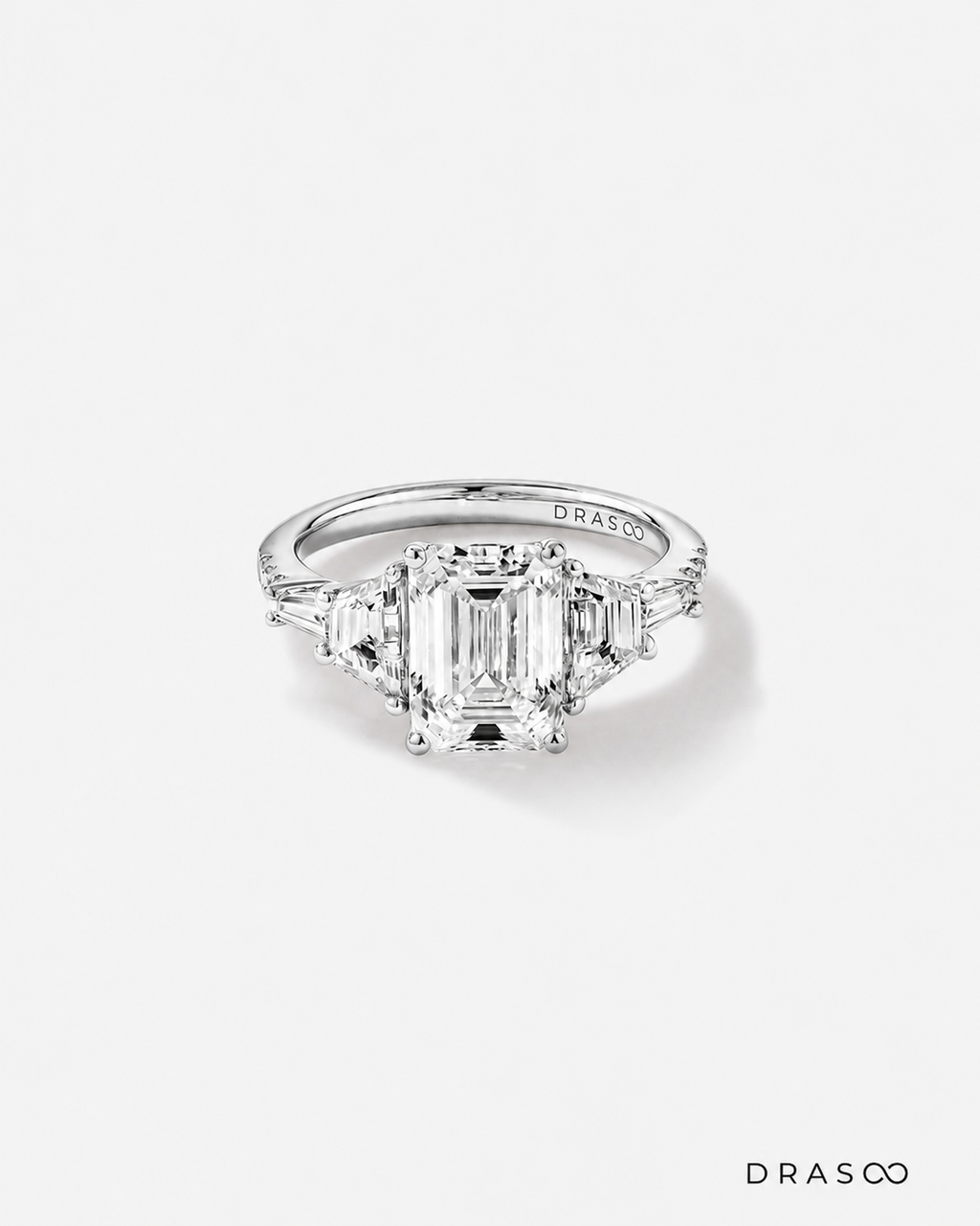 4.26 Carat TW Emerald Cut Lab-Grown Diamond Engagement Ring in 18K White Gold