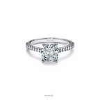 Cushion-Cut Engagement Ring with a Pavé Diamond Platinum Band