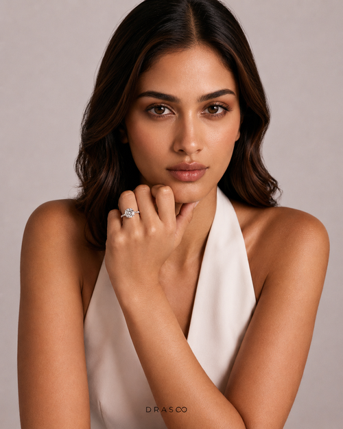 4.59 Carat TW Round Brilliant &amp; Baguette Lab-Grown Diamond Engagement Ring in 18K White Gold