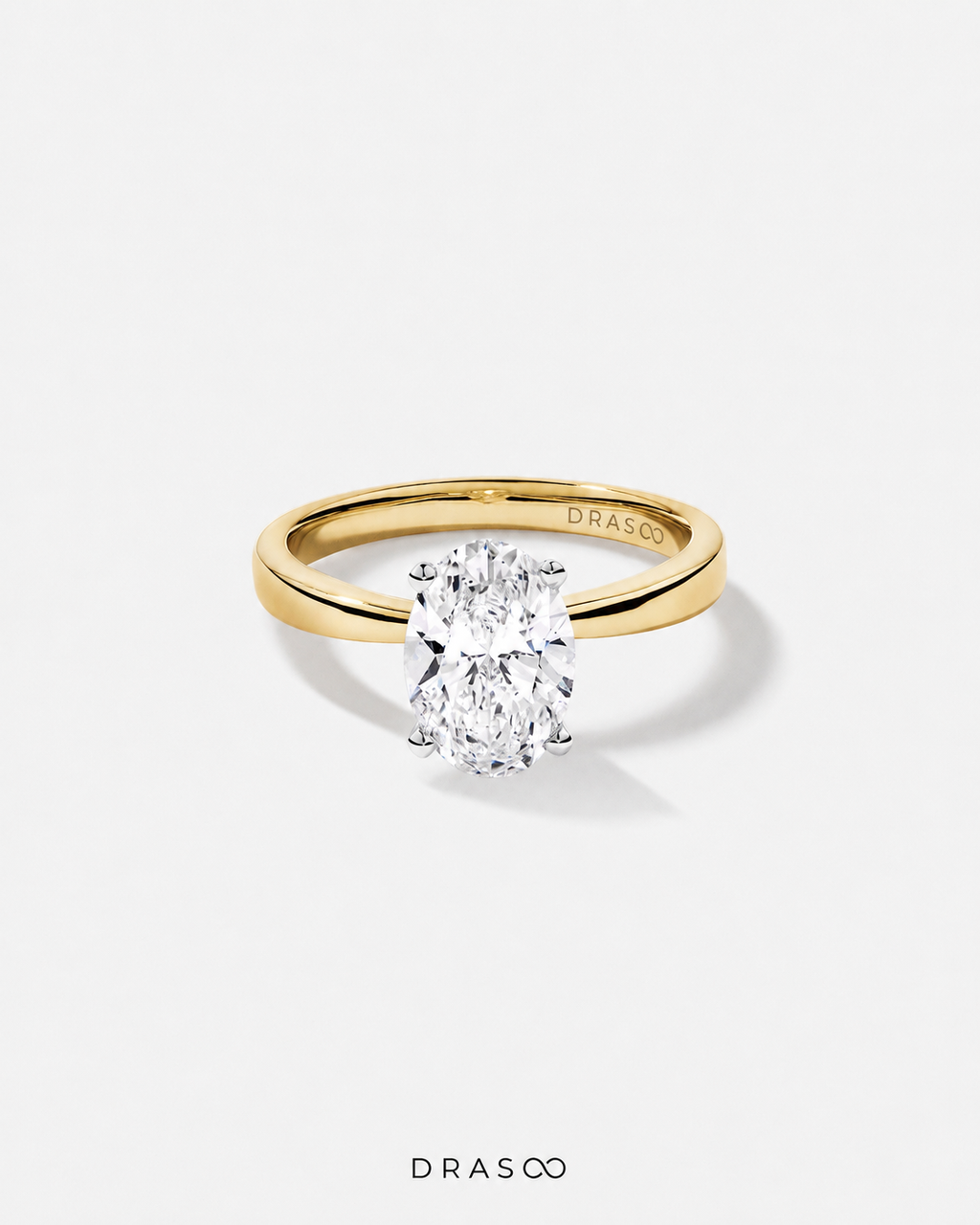 2.00 Carat TW Oval Cut Lab-Grown Diamond Solitaire Engagement Ring in 14K Yellow &amp; White Gold