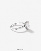 3.60 Carat TW Emerald Cut Lab-Grown Diamond Halo Engagement Ring in 18K White Gold