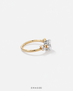 1.40 Carat TW Oval Cut Lab-Grown Diamond Side Stone Engagement Ring in 14K Yellow &amp; White Gold