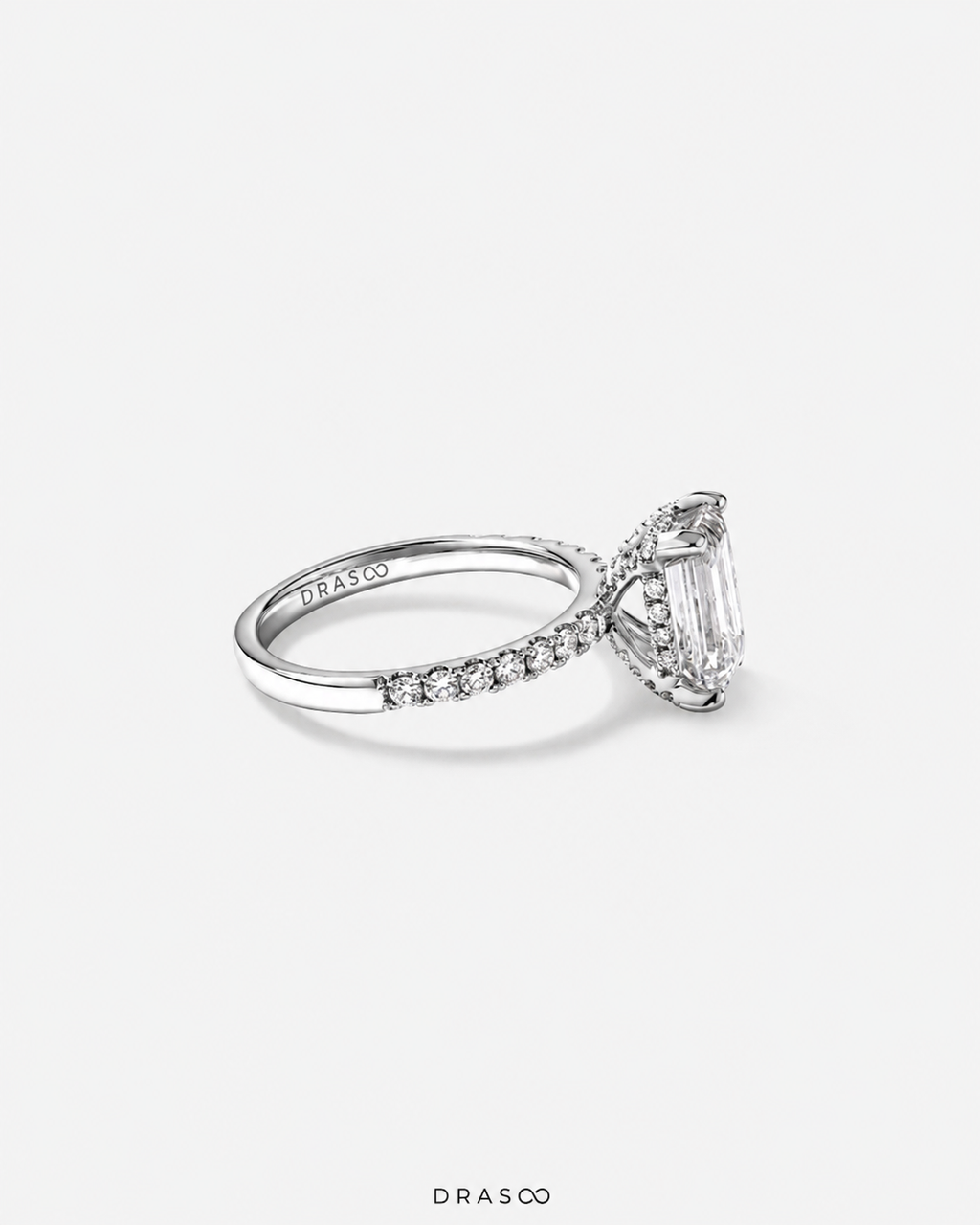 3.50 Carat TW Emerald Cut Lab-Grown Diamond Engagement Ring in 18K White Gold