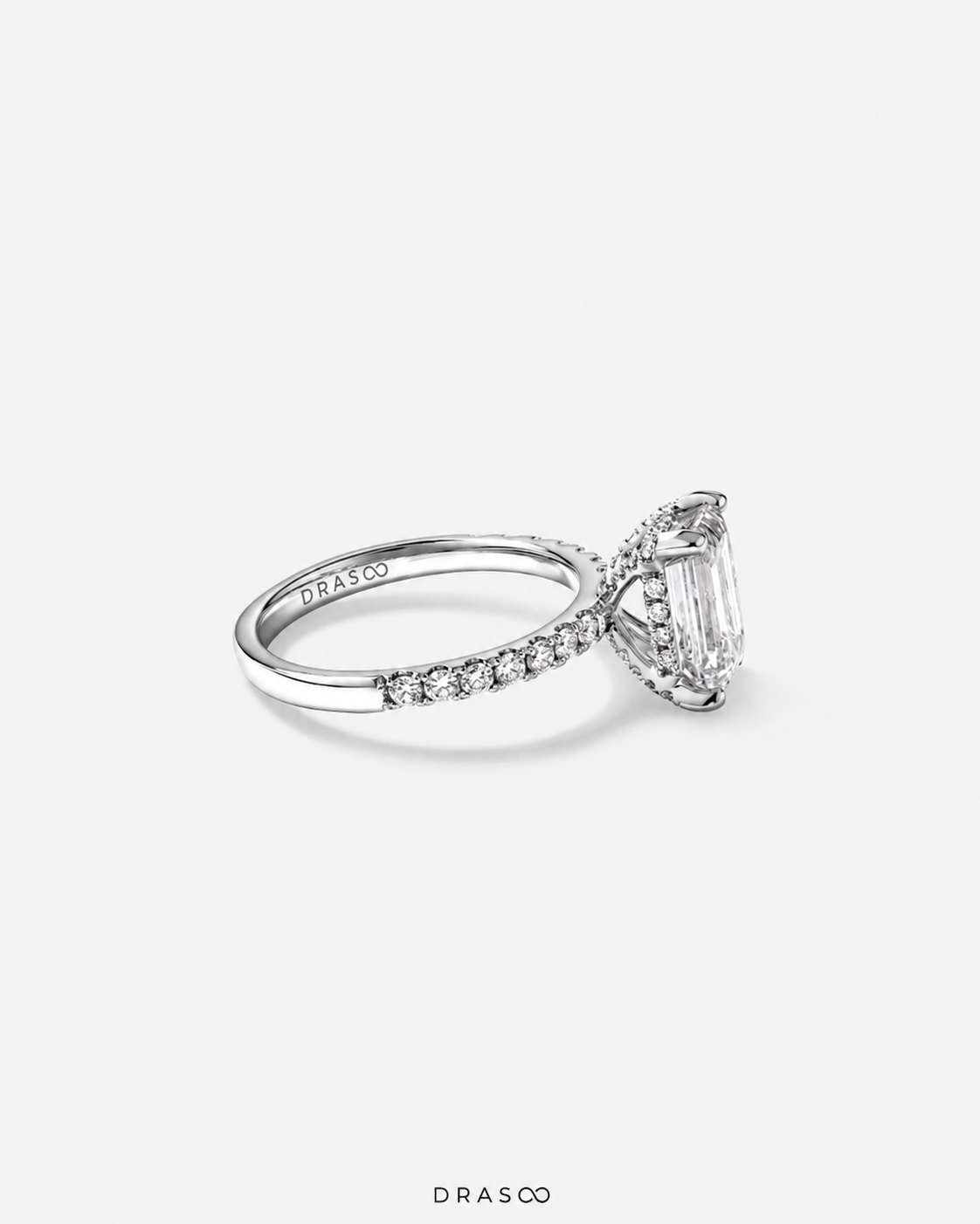 3.50 Carat TW Emerald Cut Lab-Grown Diamond Engagement Ring in 18K White Gold