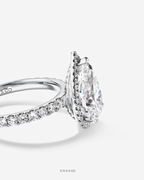 3.60 Carat TW Pear Cut Lab-Grown Diamond Halo Engagement Ring in 18K White Gold
