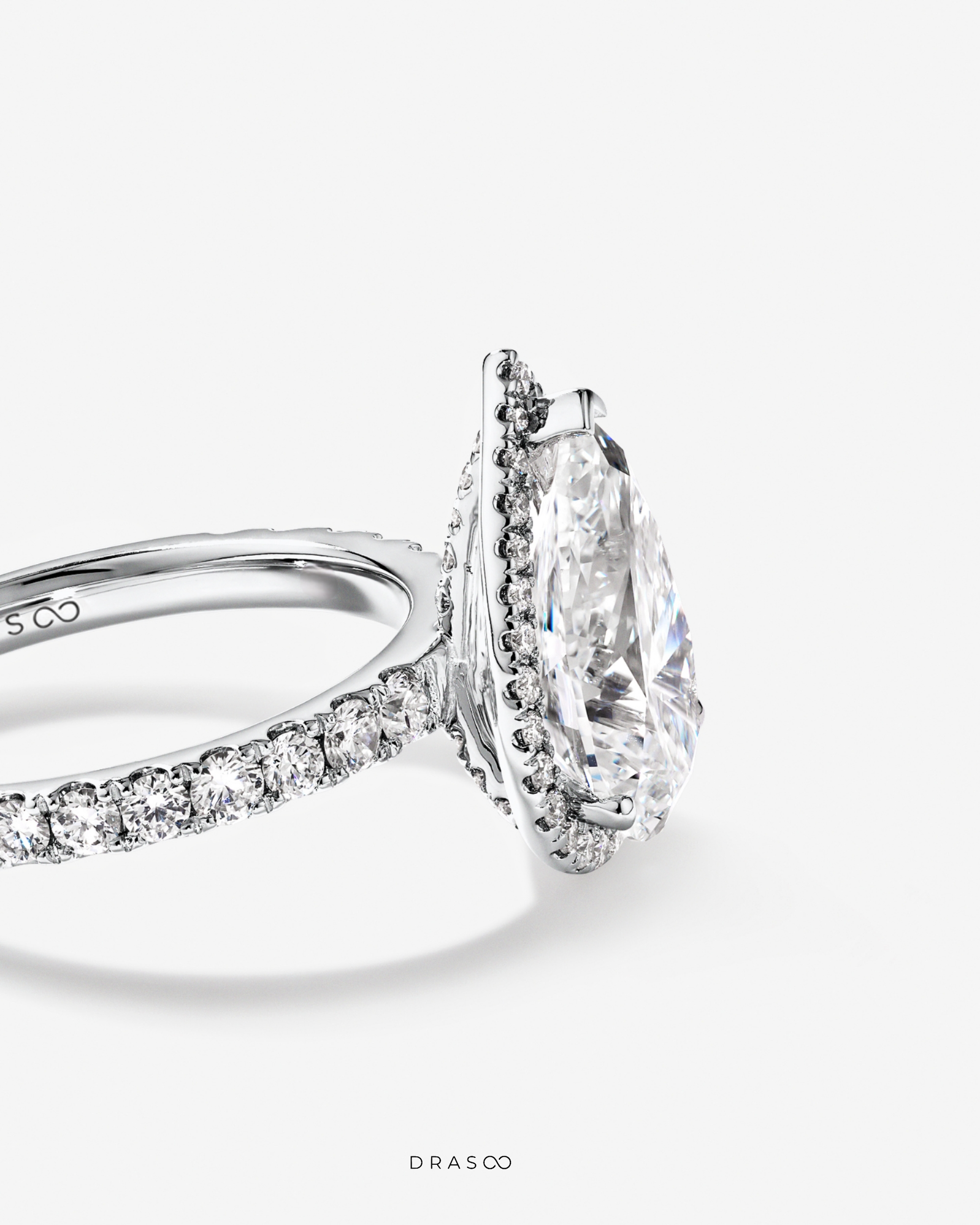 3.60 Carat TW Pear Cut Lab-Grown Diamond Halo Engagement Ring in 18K White Gold
