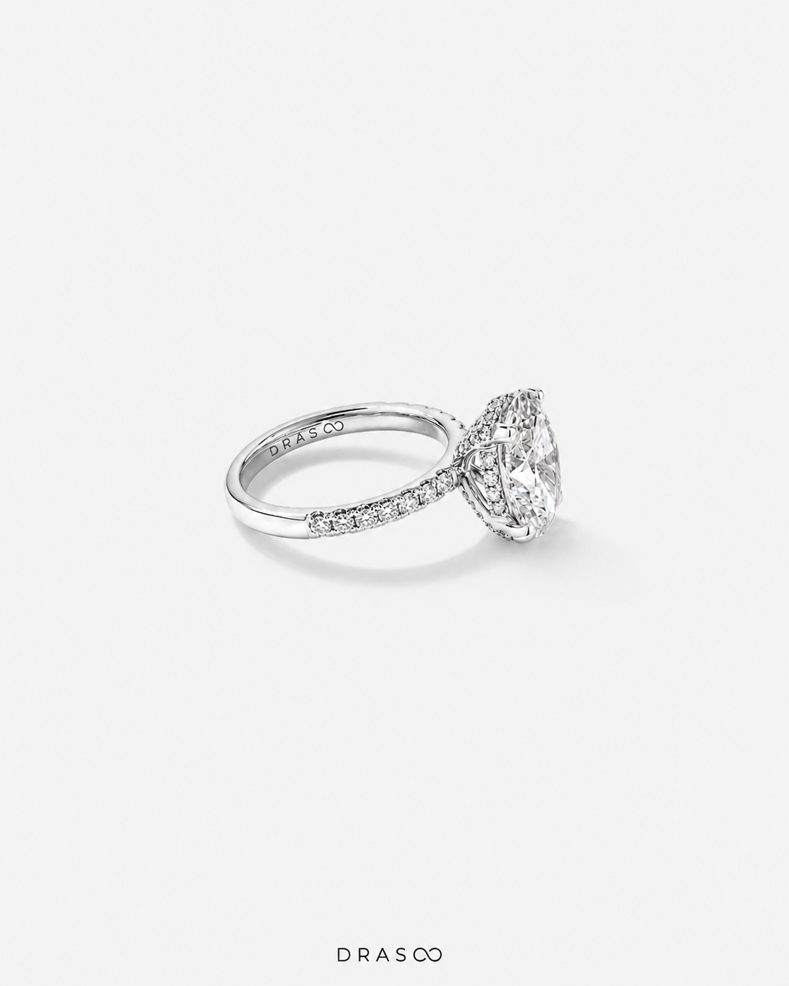 3.50 Carat TW Oval Cut Lab-Grown Diamond Engagement Ring in 18K White Gold