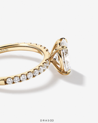1.81 Carat TW Oval Lab-Grown Diamond Side Accent Engagement Ring in 14K Yellow Gold