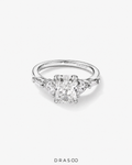 2.86 Carat TW Radiant Cut Lab-Grown Diamond Fancy Cut Side Stone Engagement Ring in 14K White Gold