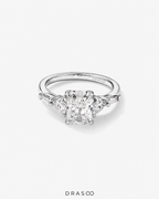 2.86 Carat TW Radiant Cut Lab-Grown Diamond Fancy Cut Side Stone Engagement Ring in 14K White Gold