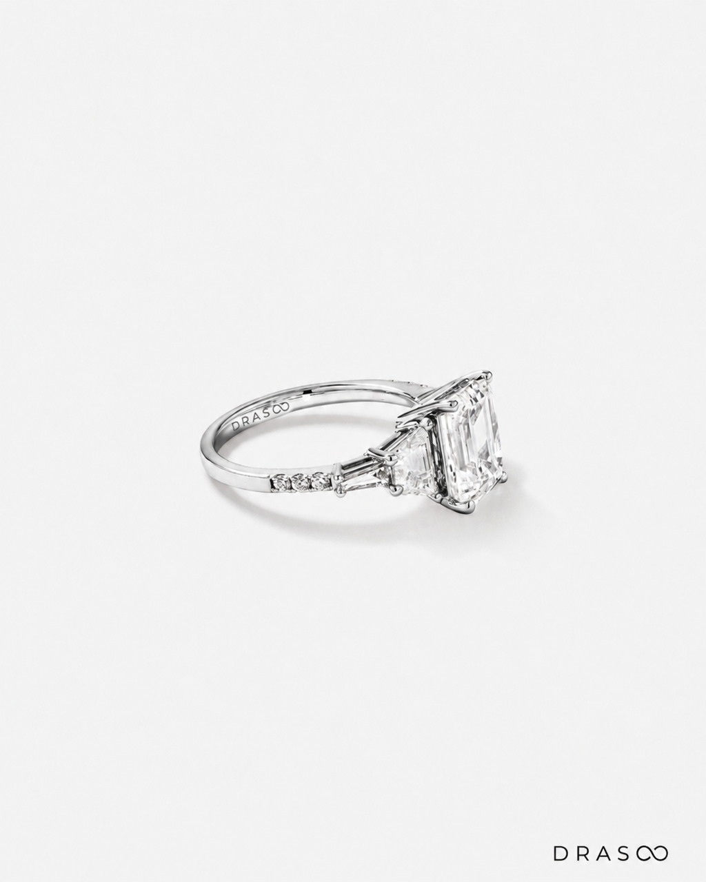 4.26 Carat TW Emerald Cut Lab-Grown Diamond Engagement Ring in 18K White Gold