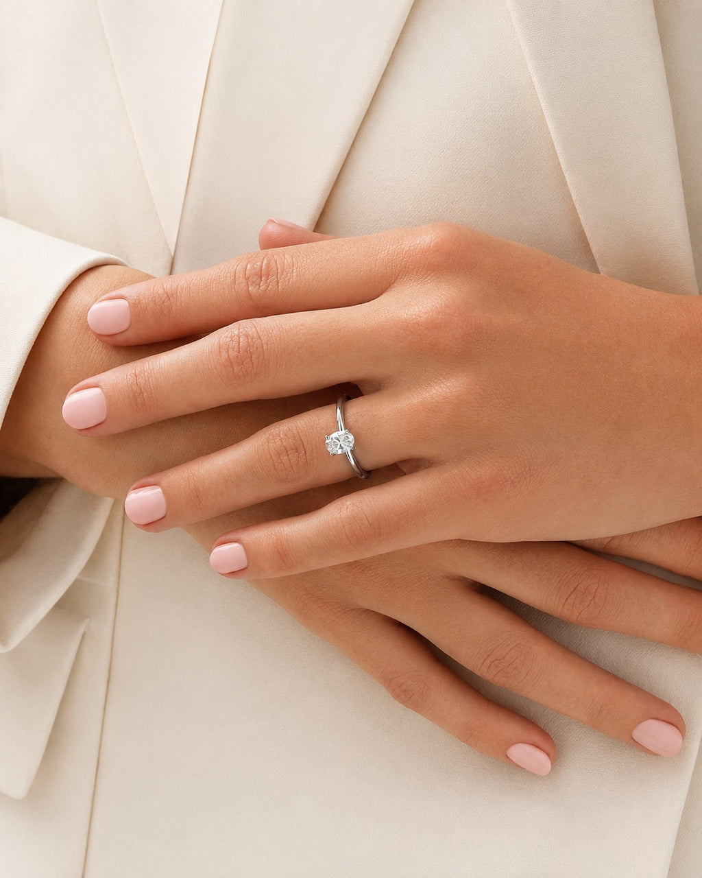 0.70 Carat TW Oval Laboratory-Grown Diamond Solitaire Engagement Ring in 14kt Rose Gold