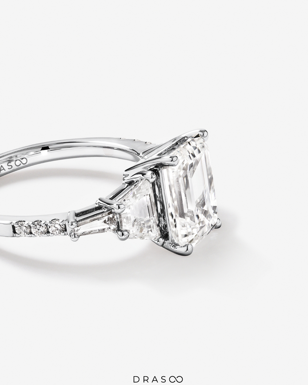 4.26 Carat TW Emerald Cut Lab-Grown Diamond Engagement Ring in 18K White Gold