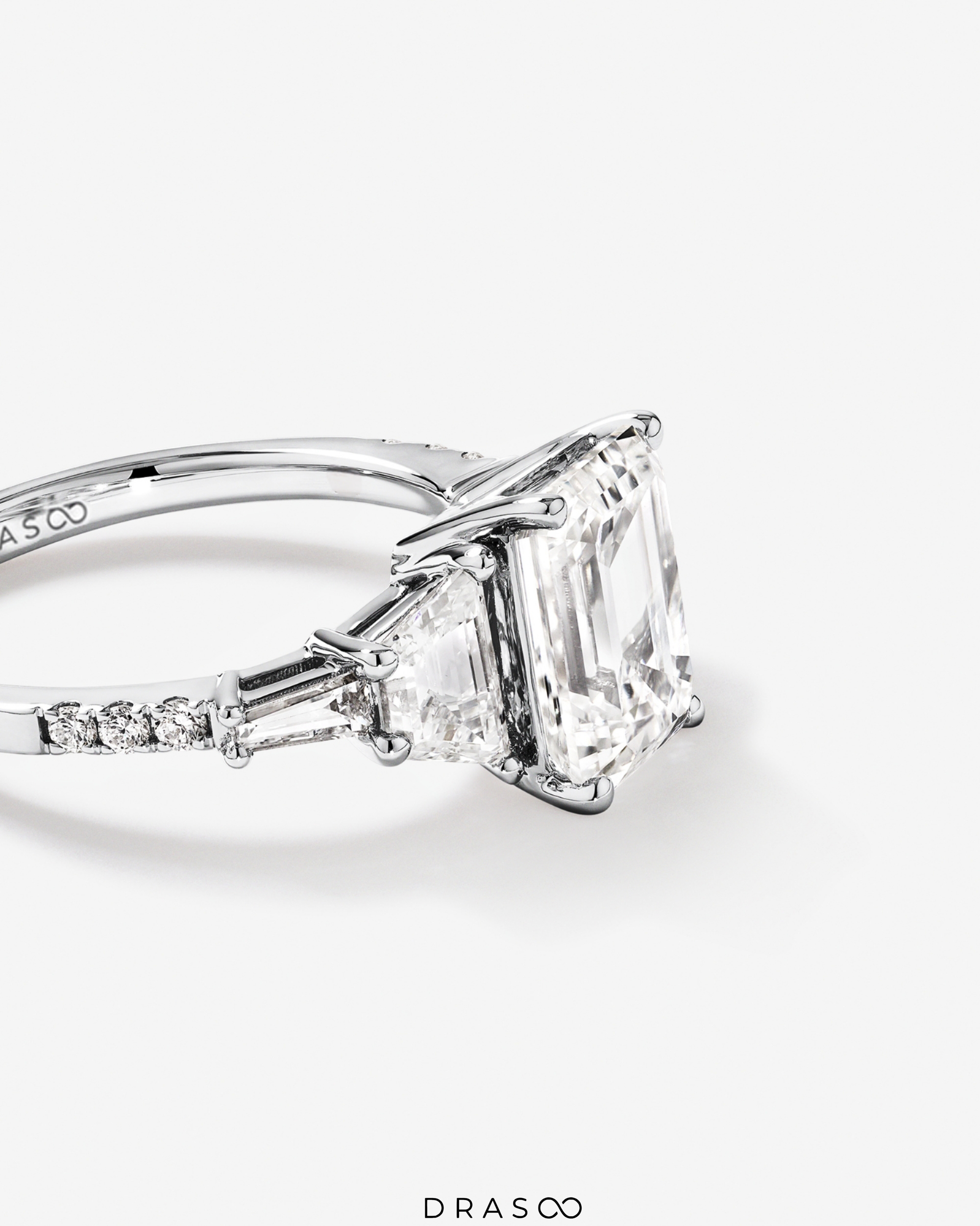 4.26 Carat TW Emerald Cut Lab-Grown Diamond Engagement Ring in 18K White Gold