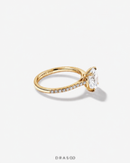 2.20 Carat TW Oval Cut Lab-Grown Diamond Side Accent Engagement Ring in 14K Yellow &amp; White Gold