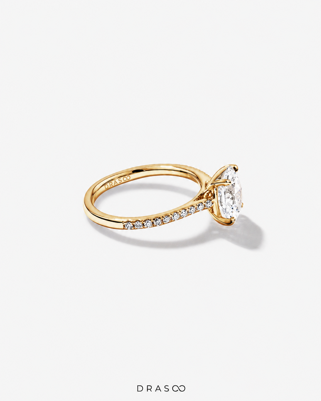 2.20 Carat TW Oval Cut Lab-Grown Diamond Side Accent Engagement Ring in 14K Yellow &amp; White Gold