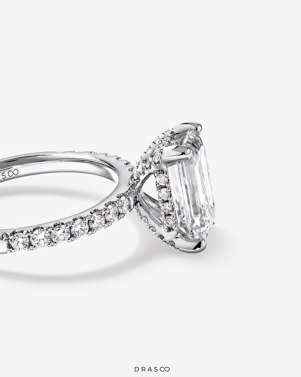 3.50 Carat TW Emerald Cut Lab-Grown Diamond Engagement Ring in 18K White Gold