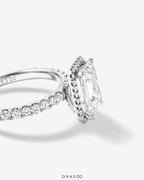 3.60 Carat TW Emerald Cut Lab-Grown Diamond Halo Engagement Ring in 18K White Gold