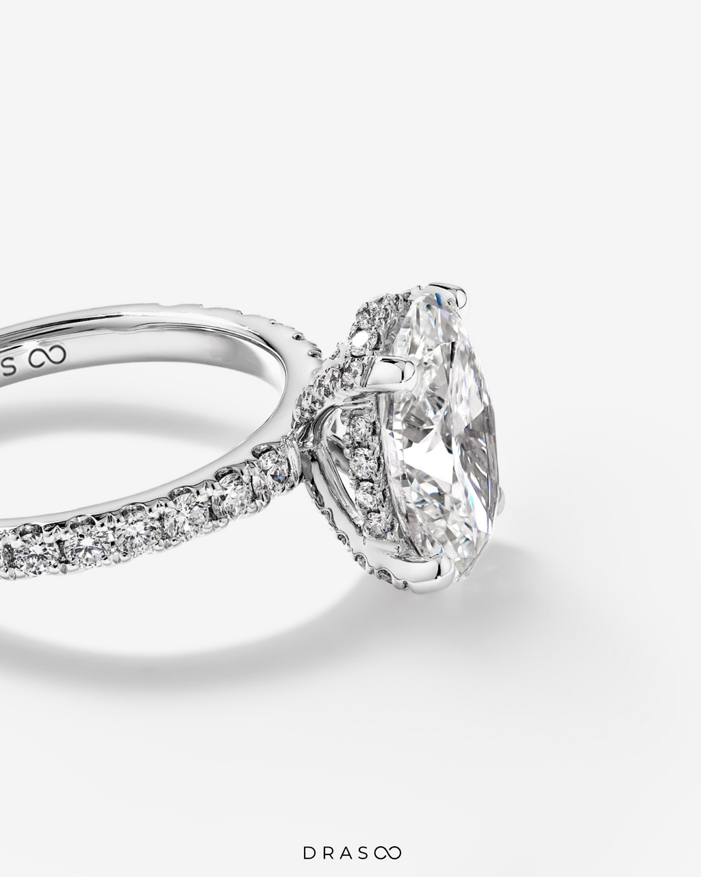 3.50 Carat TW Oval Cut Lab-Grown Diamond Engagement Ring in 18K White Gold