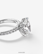3.50 Carat TW Oval Cut Lab-Grown Diamond Engagement Ring in 18K White Gold