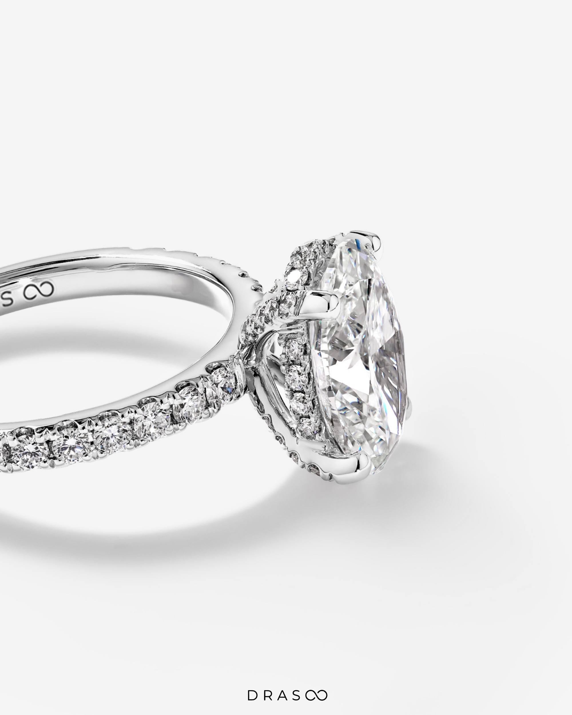 3.50 Carat TW Oval Cut Lab-Grown Diamond Engagement Ring in 18K White Gold