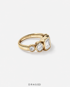 2.90 Carat TW Bezel Set 5 Stone Lab-Grown Diamond Engagement Ring in 14K Yellow Gold